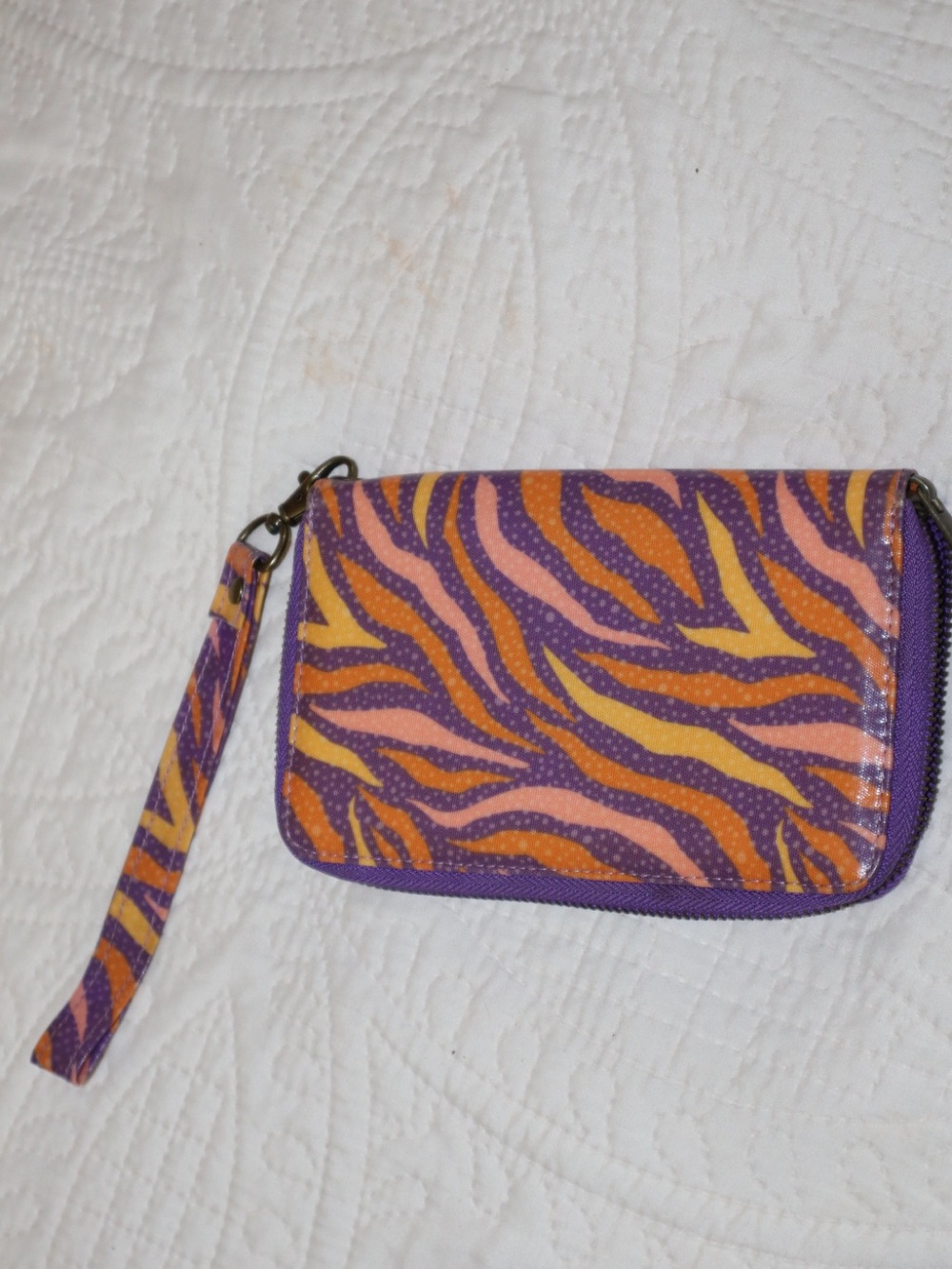 Wander Purple Orange Zebra Print Wristlet Wallet